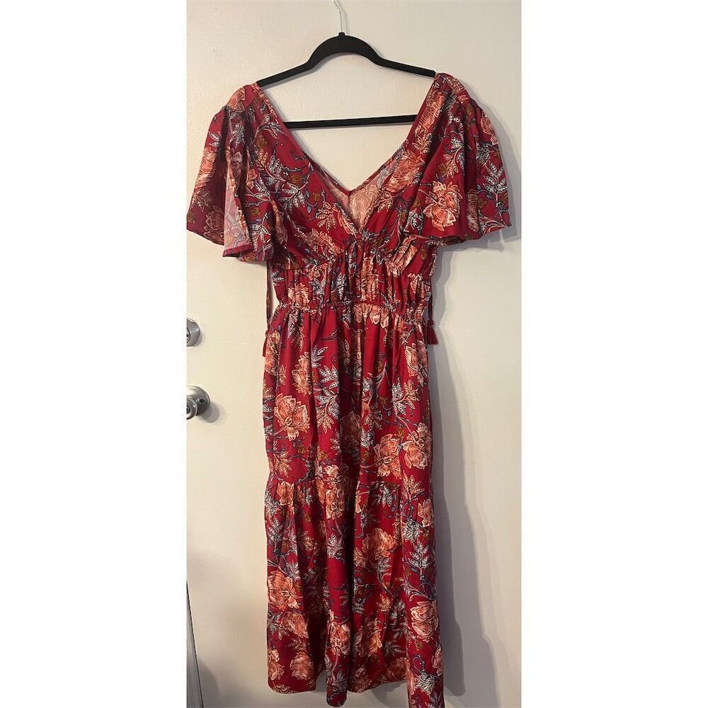 Band Of The‎ Free Abilene V Neck Floral Maxi Dress BoHo Sz Small NWT - Picture 3 of 9